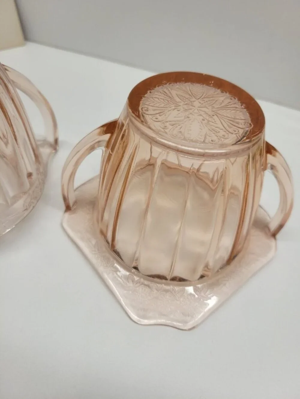 Jeannette Vintage Pink Depression Glass Adam Sugar Bowl & Creamer Set